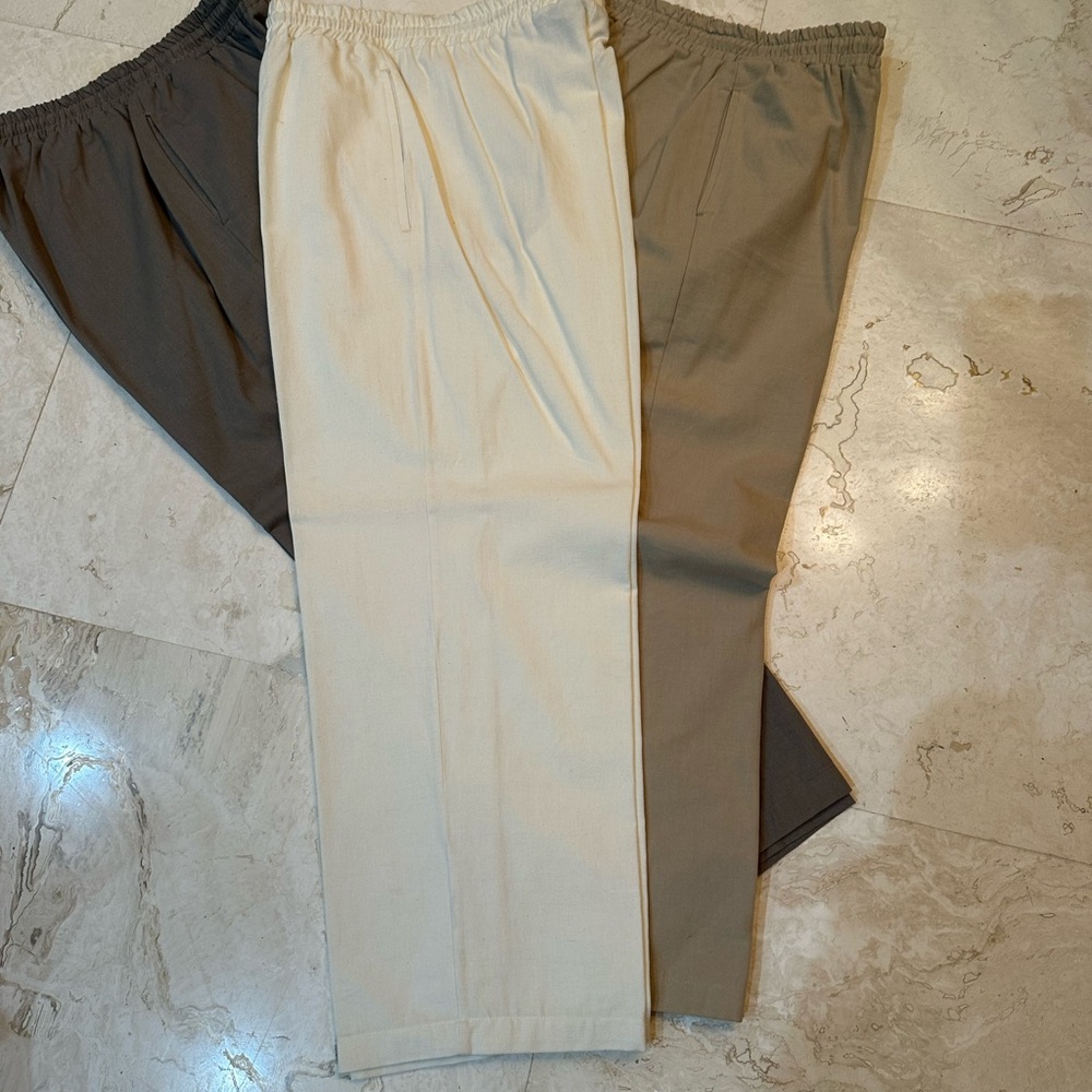 Carole Laurent ,Made in France, Men’s pull on casual pants, 3 pair bundle